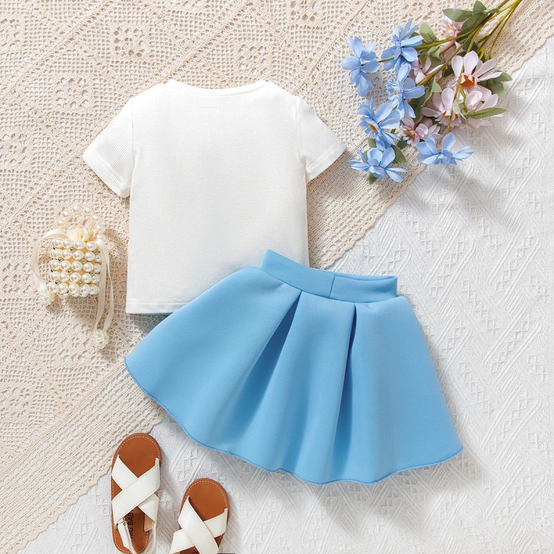 Girls Clothes Set Supplier - Hot Sale European American Summer Cute Casual T-shirt Skirt