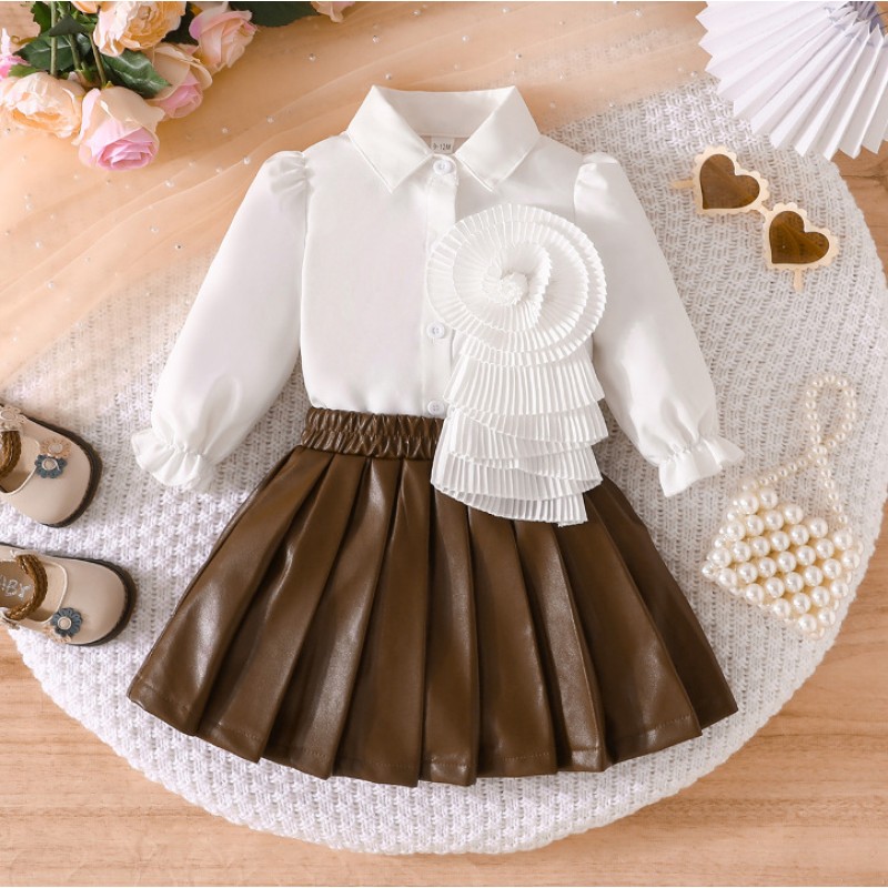 Girls Clothes Sets Manufacturer - New Sweet Children Suit Shirt and Skirt 2pcs