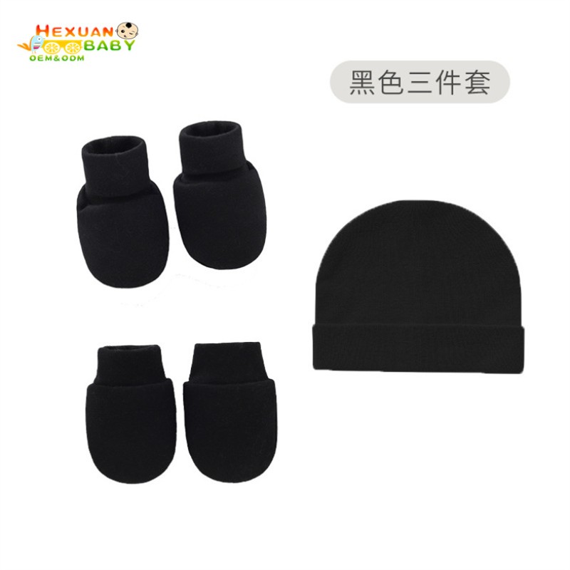 Newborn Set Supplier - Scratch Mittens and Hats Set Cotton Beanie Hats and Mitten