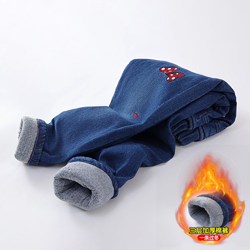 Girls Jeans Manufacturer - Fleece-lined Winter Thickened Stylish Outer Wear Warm Cotton