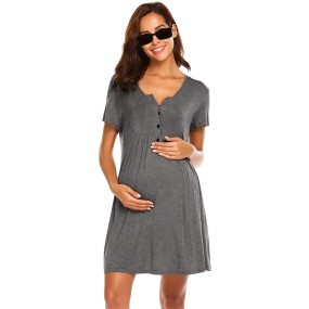 Nursing Dress Factory - Top Quality Maternity Feeding Round Neck Stripe Print Long-Sleeve