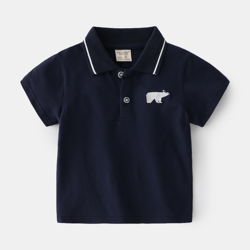 Boys Polo Shirts Supplier - 2025 Summer Cute Cartoon Embroidered Lapel Cotton Korean