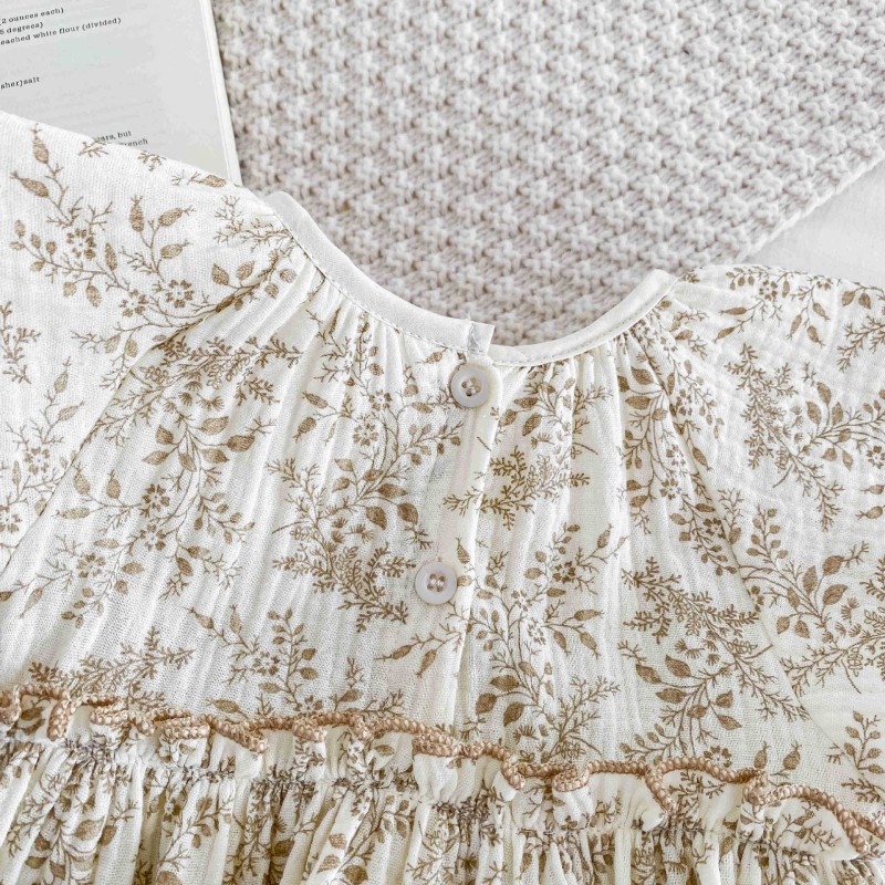 Baby Bodysuit Manufacturer - Floral Summer Small Flying Sleeve Romper Dress Newborn