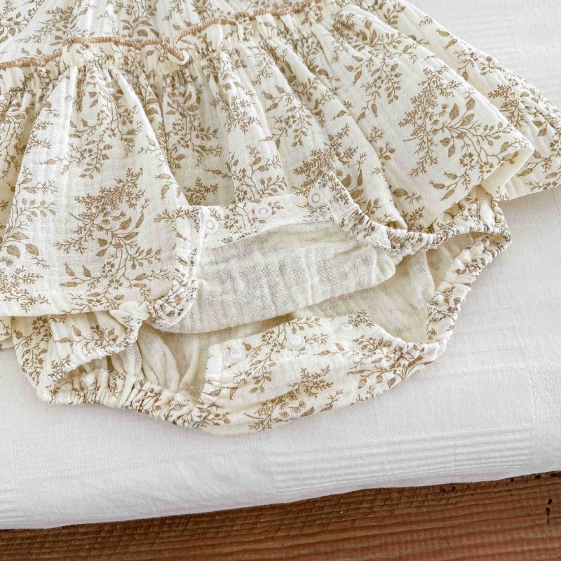 Baby Bodysuit Manufacturer - Floral Summer Small Flying Sleeve Romper Dress Newborn