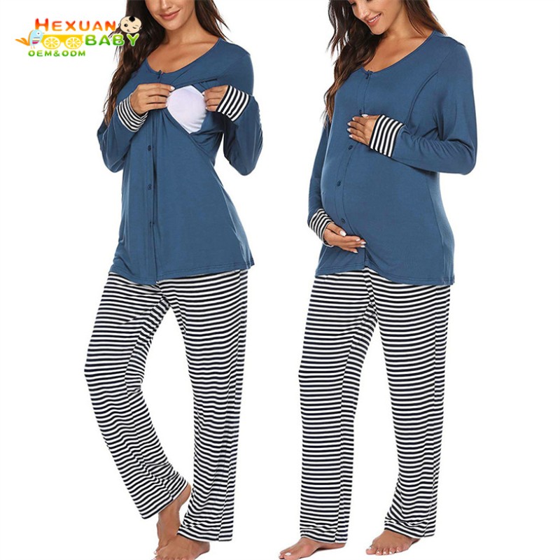 Maternity Sleepwear Manufacturer - Pregnant Women Night Dress Winter Elegant Pajamas