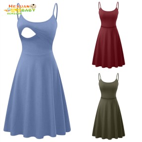 Breastfeeding Dresses Supplier - Casual O-Neck Cotton Short Sleeve Knit Maternity Summer