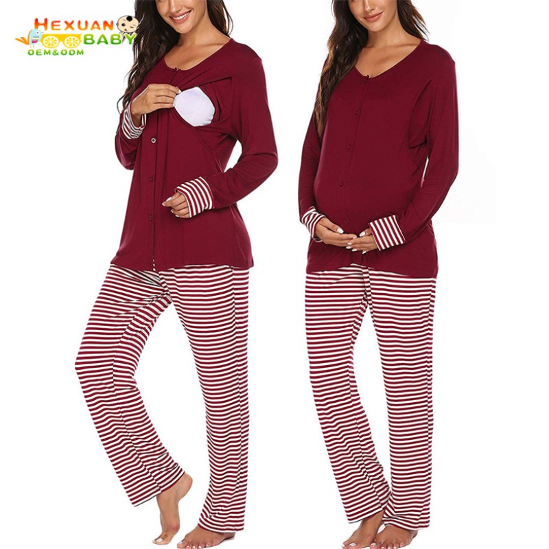 Maternity Sleepwear Manufacturer - Pregnant Women Night Dress Winter Elegant Pajamas
