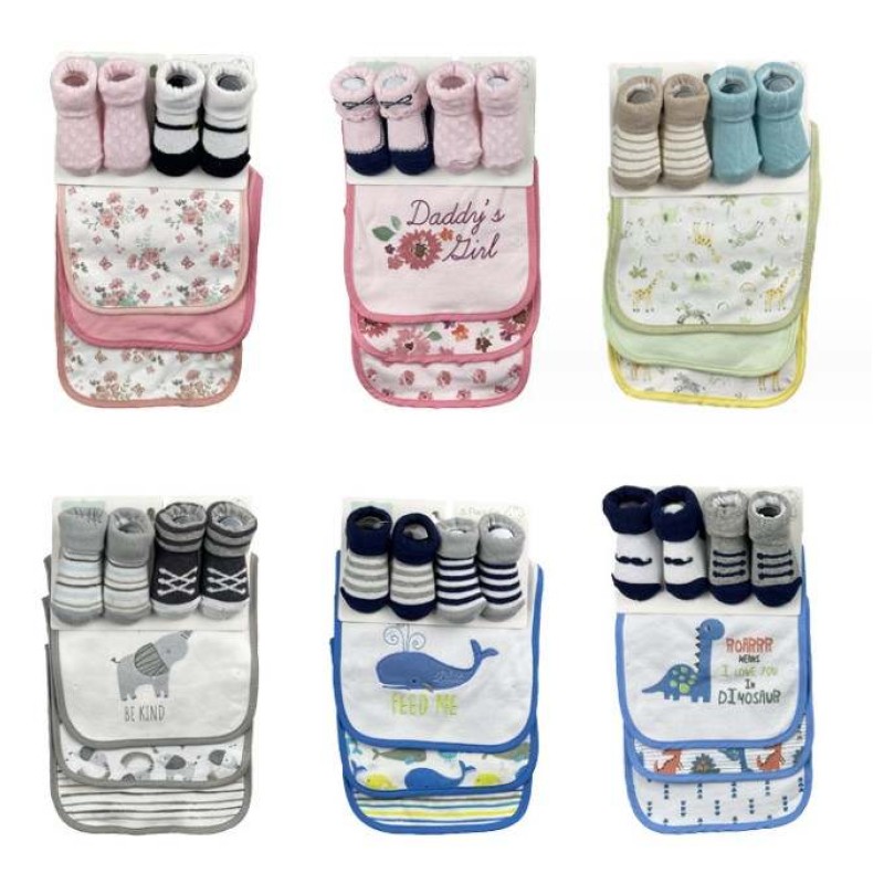 Baby Set Manufacturer - Hot Selling Cotton Bib Mittens and Socks Set Infant