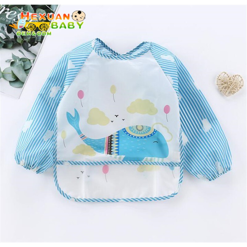 Baby Bibs Supplier - Long Sleeve Waterproof Feeding Apron Cartoon 0-5 Years