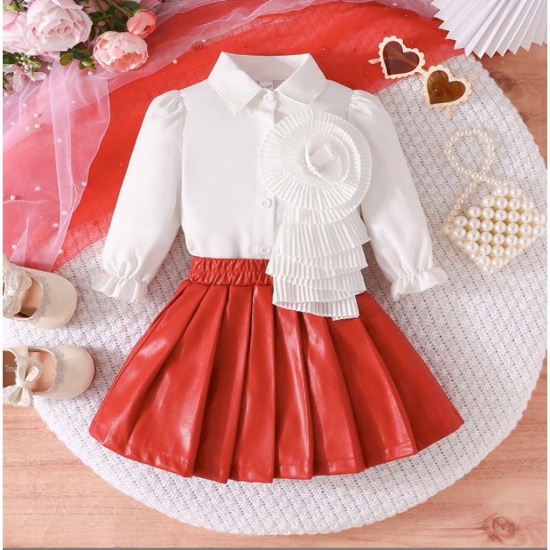 Girls Clothes Sets Manufacturer - New Sweet Children Suit Shirt and Skirt 2pcs