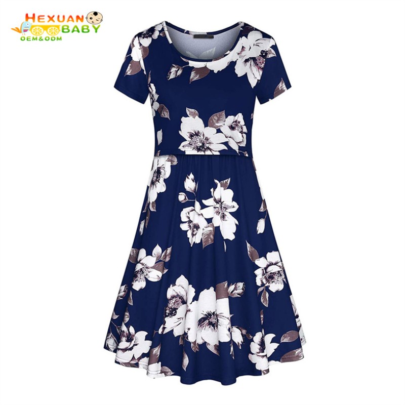 Pregnancy Nightgown Manufacturer - Dress for Pregnant Women Solid Round Neck Nursing