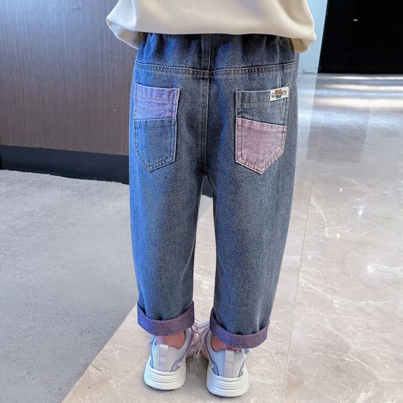 Girls Jeans Factory - Spring Autumn New Stylish Straight Leg Denim Loose Kids Jeans