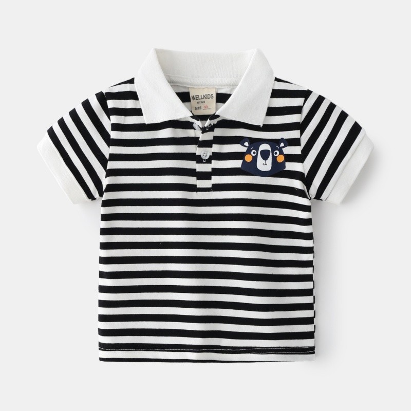 Boys Polo Shirts Factory - 2025 New Cotton Dinosaur Printed Color Block Collar Casual