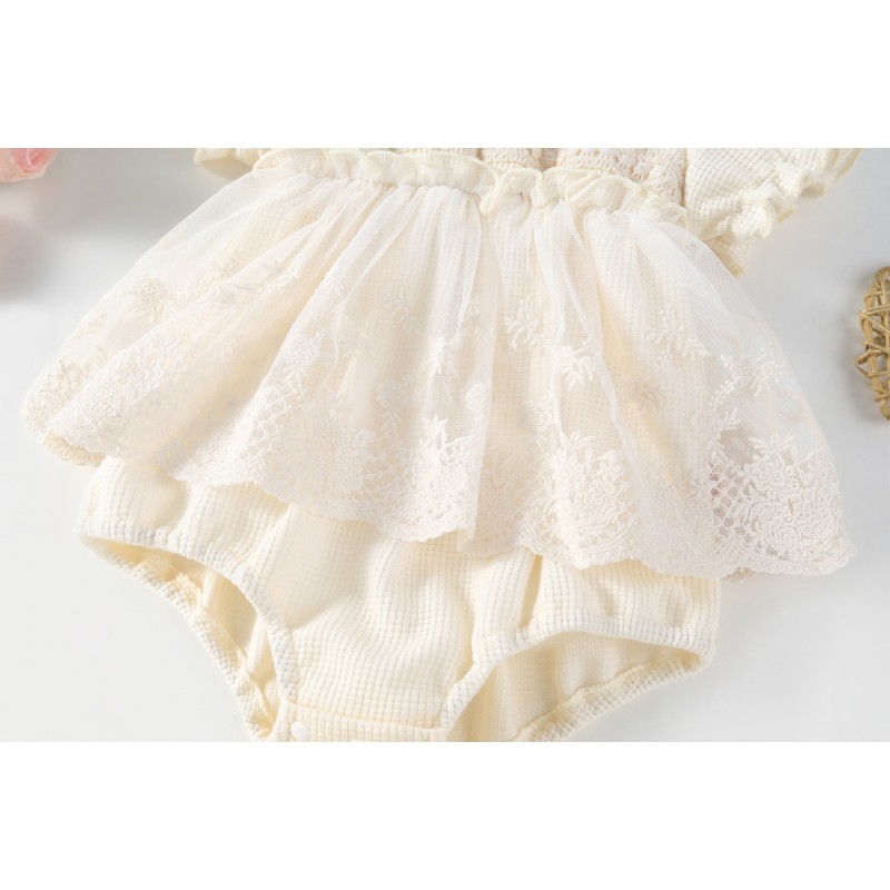 Baby Girl Bodysuit Factory - Spring Summer Solid Princess Tutu Skirt Waffle One Piece