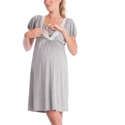 Maternity Evening Dress Factory - S-2XL Sweat Floral Printed Nightgown Lounge Wear