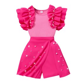 Girls Clothing Sets Factory - Summer Boutique Children's Clothing 8-12 Years Ruffle Top