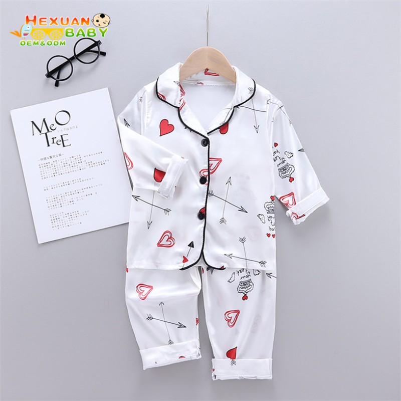 Satin Pajamas Manufacturer - High Quality Little Girls Boys Silk Night Sleepwear Set