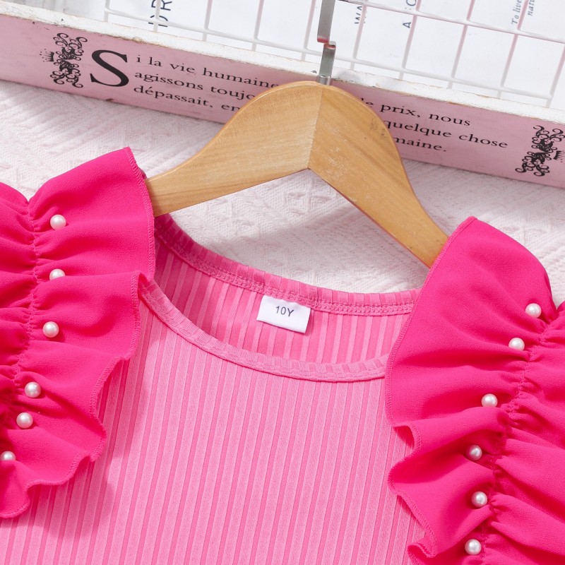 Girls Clothing Sets Factory - Summer Boutique Children's Clothing 8-12 Years Ruffle Top