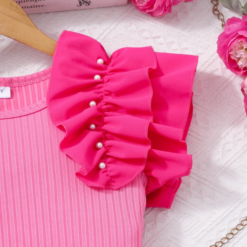 Girls Clothing Sets Factory - Summer Boutique Children's Clothing 8-12 Years Ruffle Top