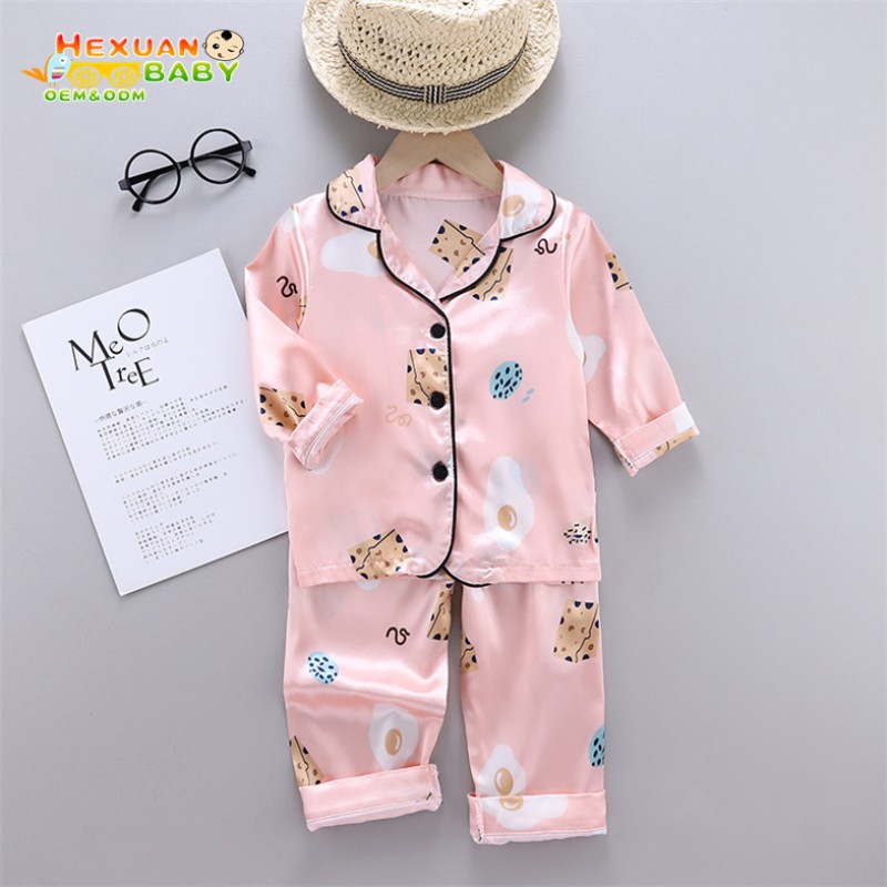 Satin Pajamas Factory - In Stock Low Price Silk Night Wear Summer Long Pants Kids