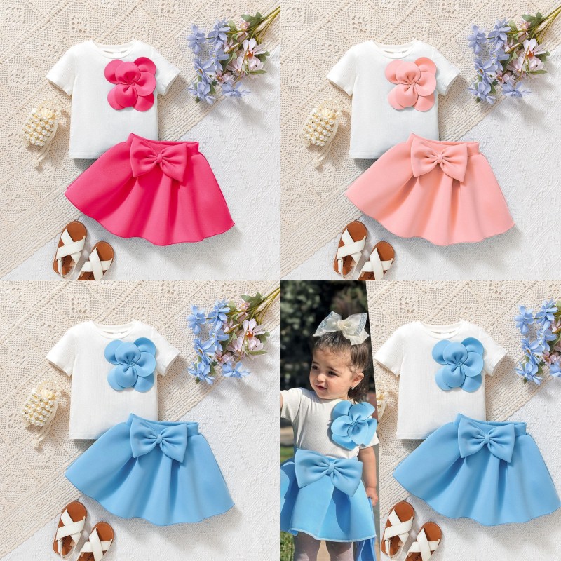 Girls Clothes Set Supplier - Hot Sale European American Summer Cute Casual T-shirt Skirt