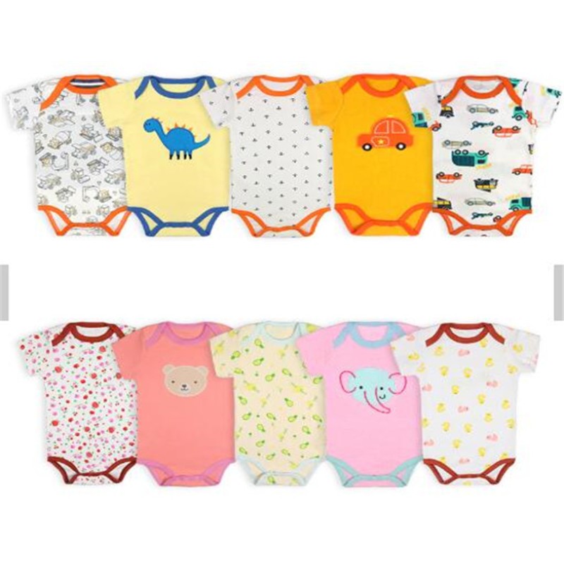 Newborn Set Supplier - Wholesale 5 Pcs Short Sleeves Cotton Baby Romper Set