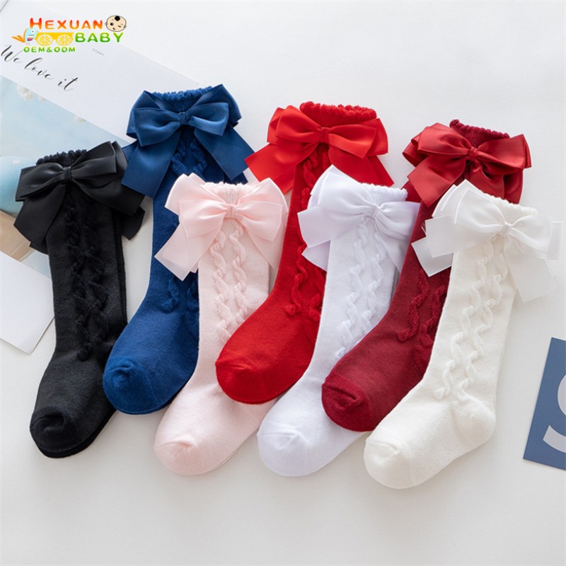 Princess Socks Supplier - Knee-High Bows Fuzzy for Girls Customizable Casual Knitted