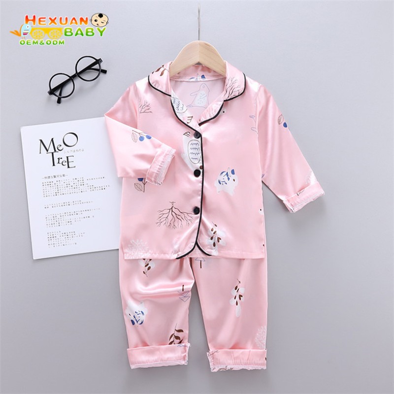 Satin Pajamas Manufacturer - High Quality Little Girls Boys Silk Night Sleepwear Set