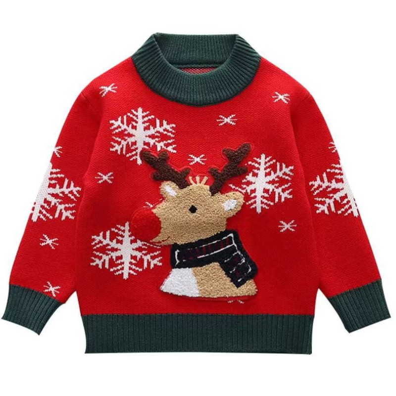 Children Sweater Manufacturer - 2025 Kids Winter Fawn Pullover Jacquard Cartoon Design