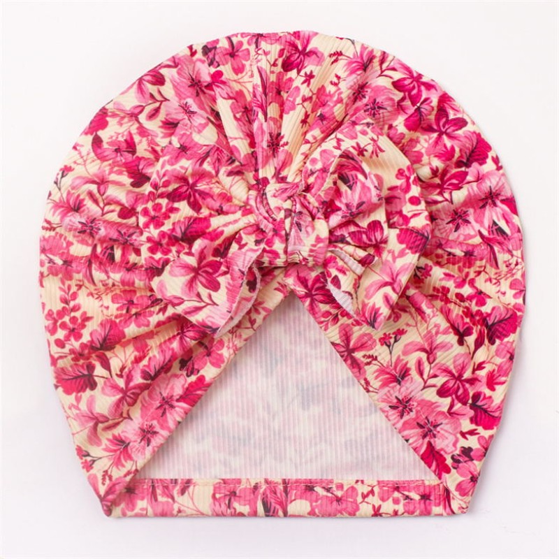 Baby Hat Factory - Warm Bohemian Indian Hat Bowknot Bandanas Printed Flower Turban