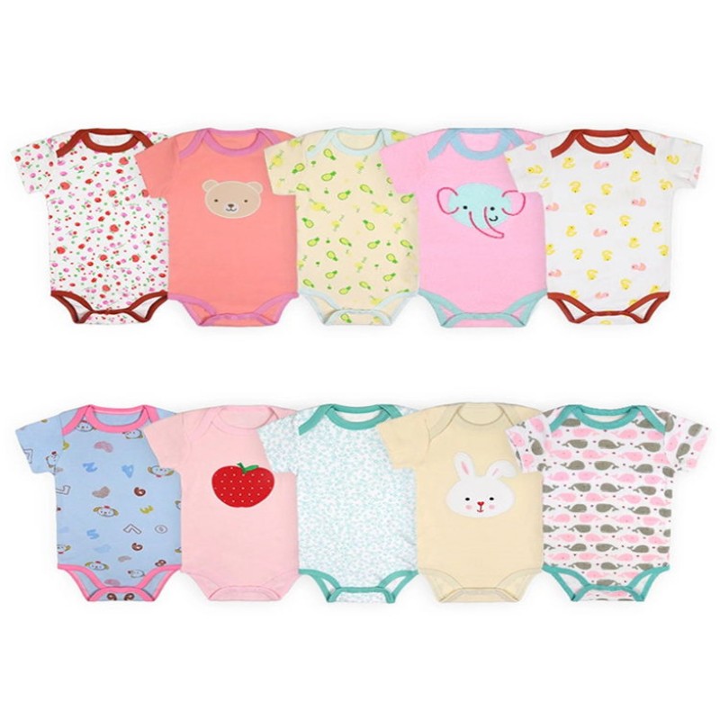 Newborn Set Supplier - Wholesale 5 Pcs Short Sleeves Cotton Baby Romper Set