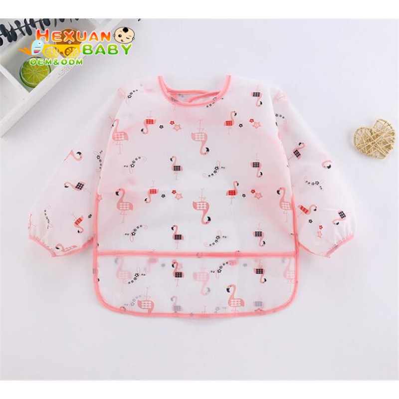 Baby Feeding Bibs Manufacturer - Reusable Waterproof Polyester Printing Cartoon Long Sleeve