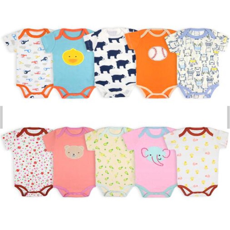 Newborn Set Supplier - Wholesale 5 Pcs Short Sleeves Cotton Baby Romper Set
