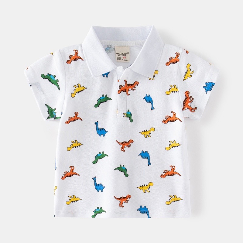 Children Polo Shirt Supplier - Summer Lapel Short Sleeve Cartoon Printed Casual