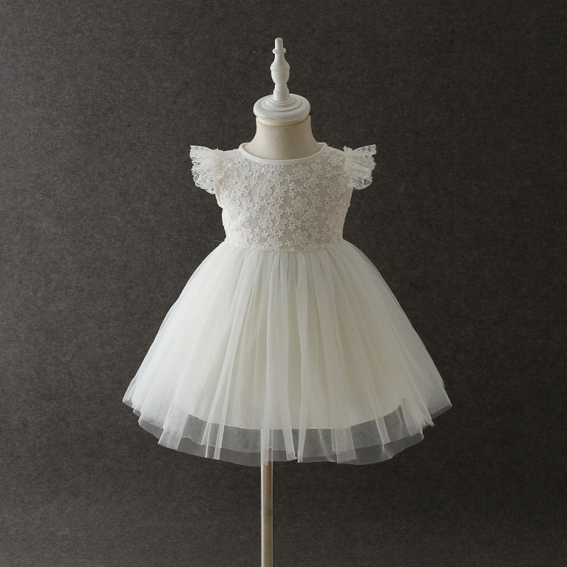 Baby Dress Supplier - Vintage Linen White Party Frock Design
