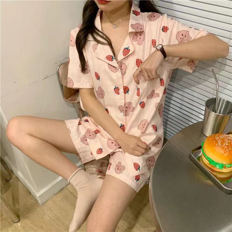 Sleepwear Supplier - Summer Short-sleeved Loose Home Pajamas