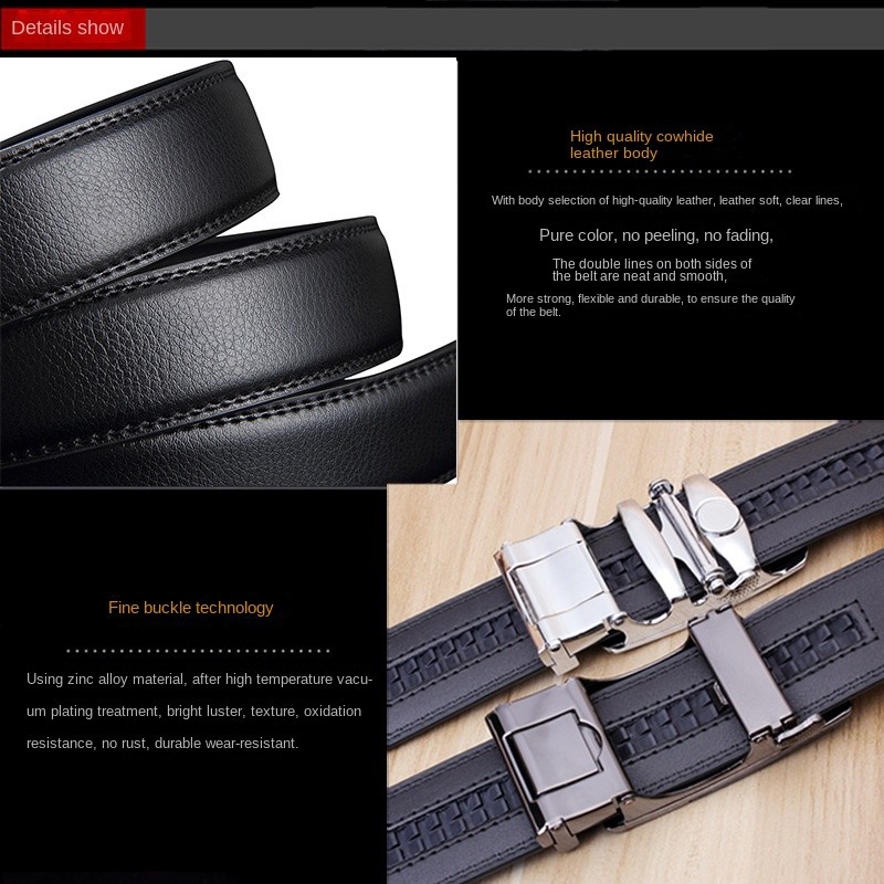 Formal Belt Manufacturer - Men Cowhide Leather Alloy Pin Buckle