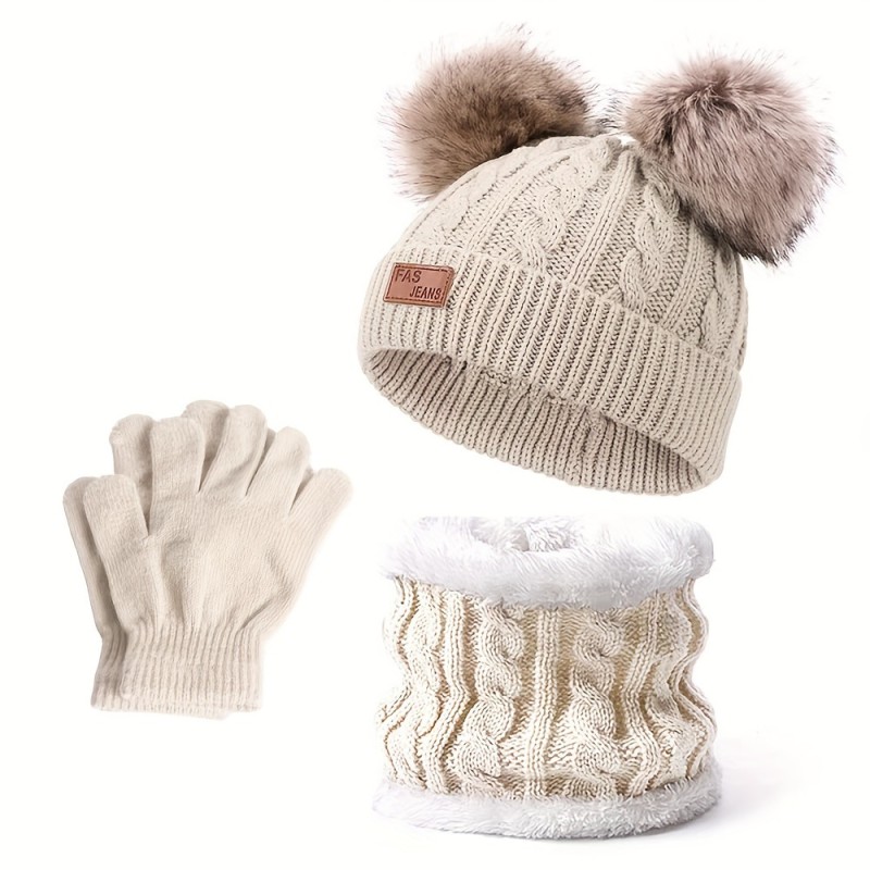 Scarf Set Supplier - Bear Thick Woolen Hat Scarf Winter