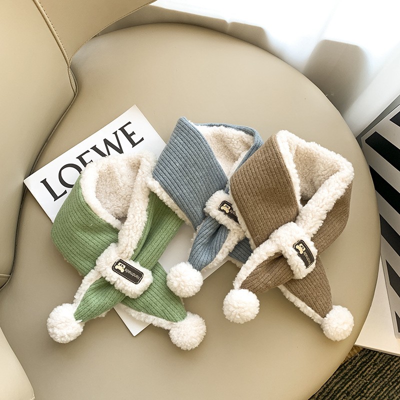 Plush Scarf Factory - Cartoon Solid Color Cold Resistant Cross