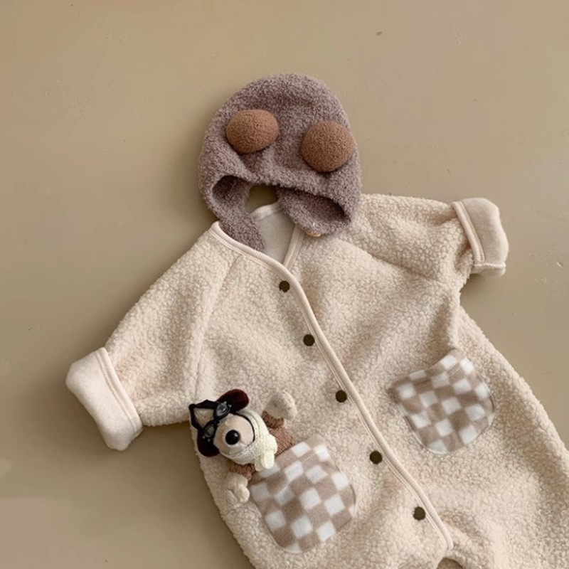 Baby Winter Clothes Supplier - Wool Sweater Plush Crawling Suit