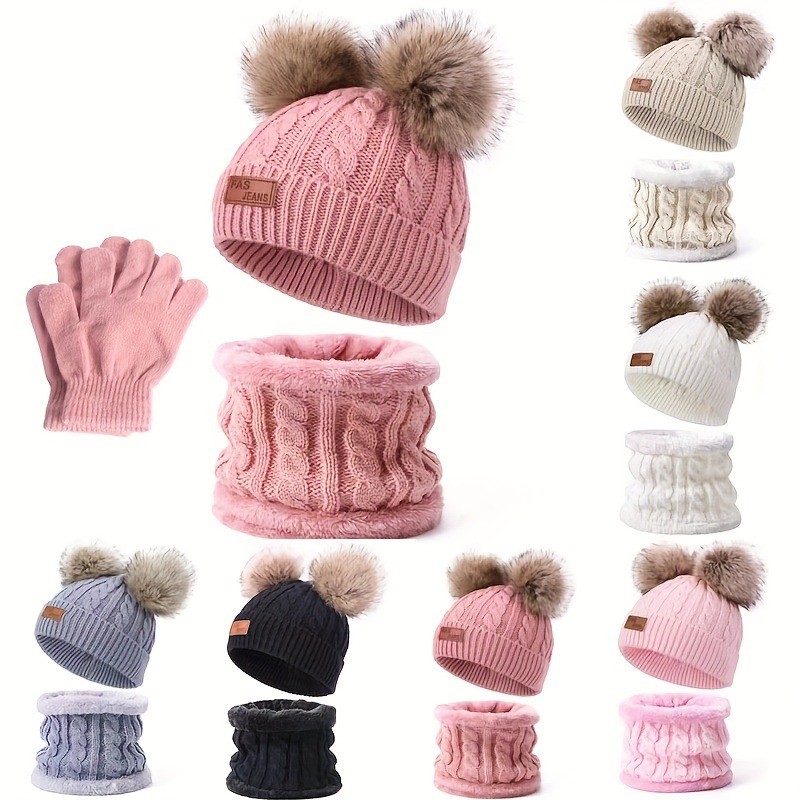Scarf Set Supplier - Bear Thick Woolen Hat Scarf Winter
