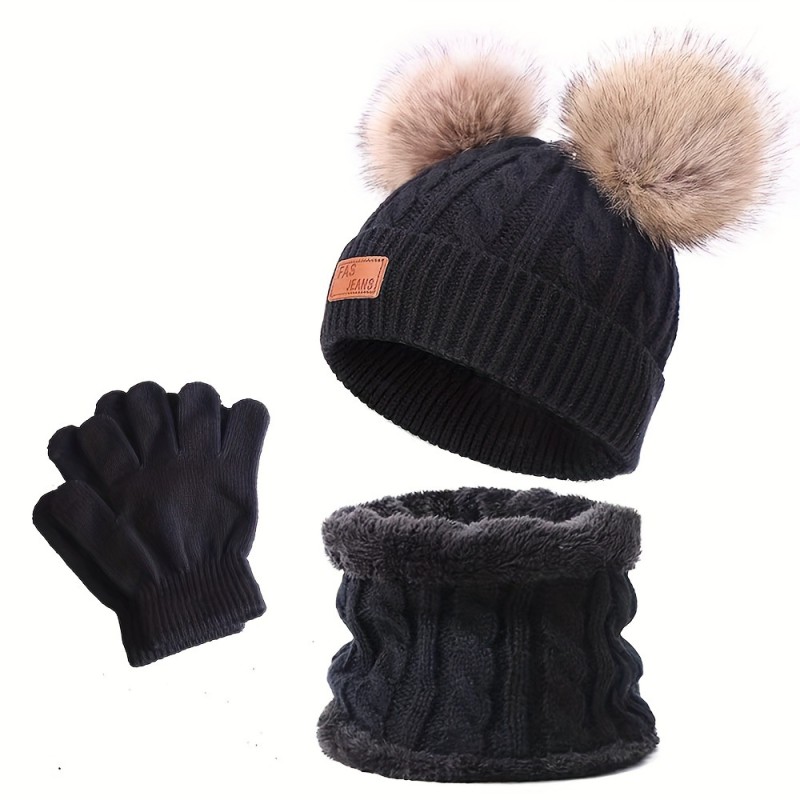 Scarf Set Supplier - Bear Thick Woolen Hat Scarf Winter