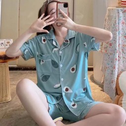 Sleepwear Supplier - Summer Short-sleeved Loose Home Pajamas