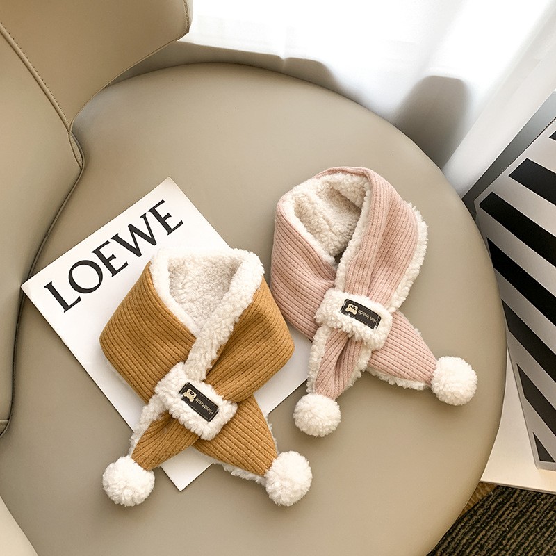 Plush Scarf Factory - Cartoon Solid Color Cold Resistant Cross