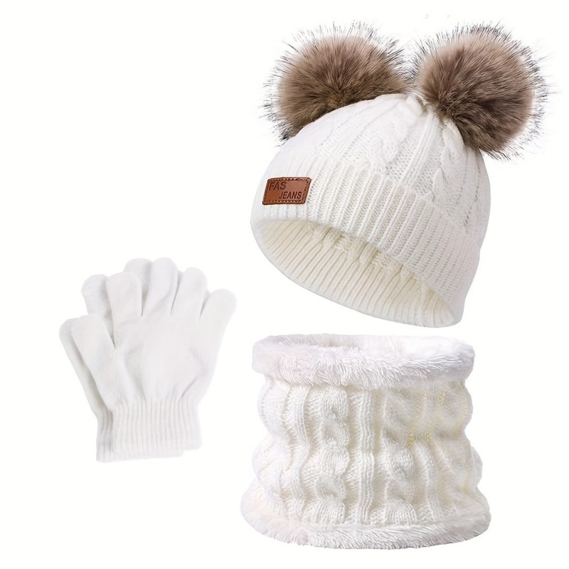 Scarf Set Supplier - Bear Thick Woolen Hat Scarf Winter