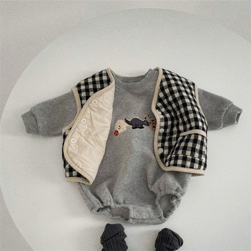 Children Clothes Factory - Plaid Plush Western Style Outerwear