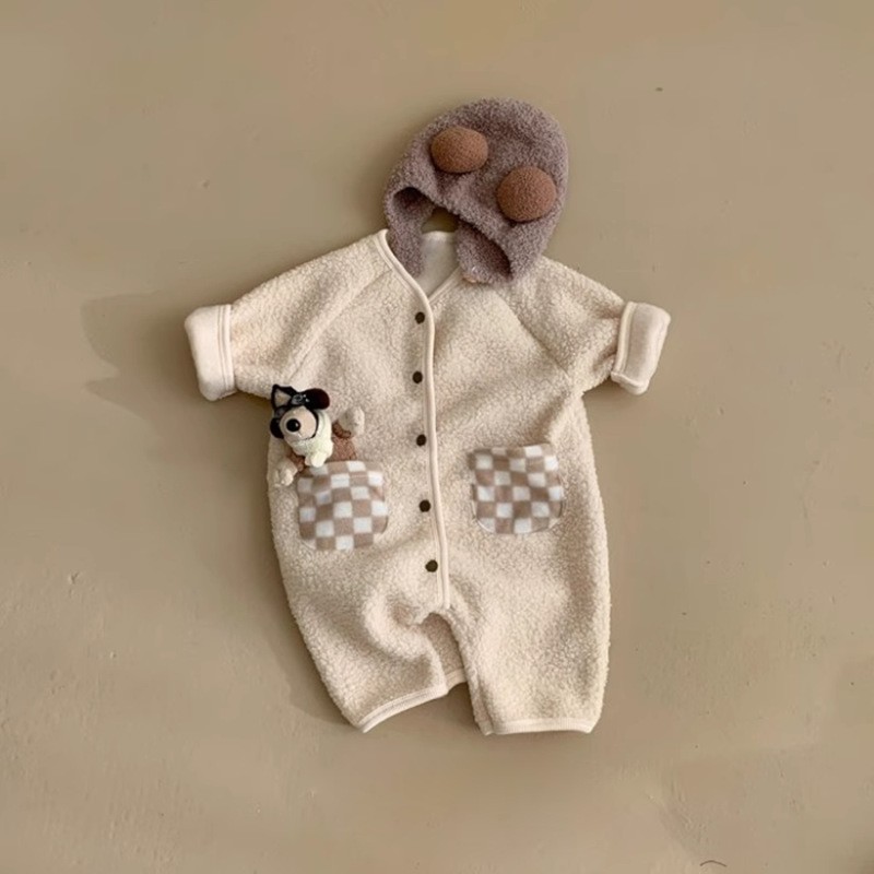 Baby Winter Clothes Supplier - Wool Sweater Plush Crawling Suit