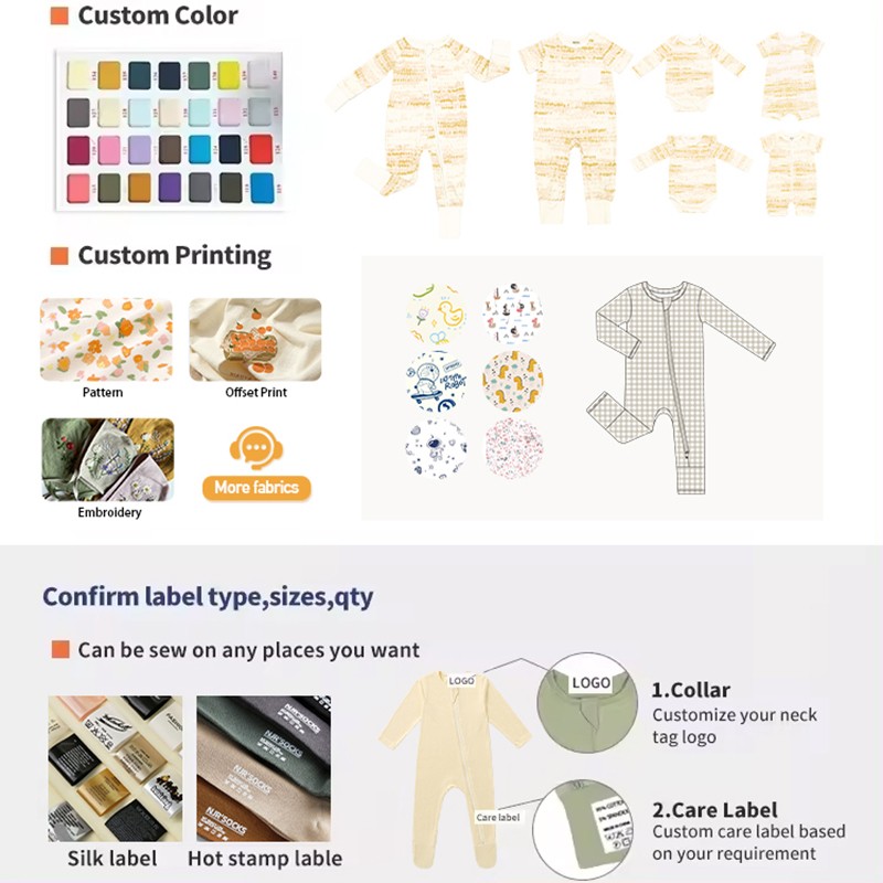 Baby Sleeper Romper Factory - Custom Print Bamboo Fiber Zipper Footed Toddler Pajamas