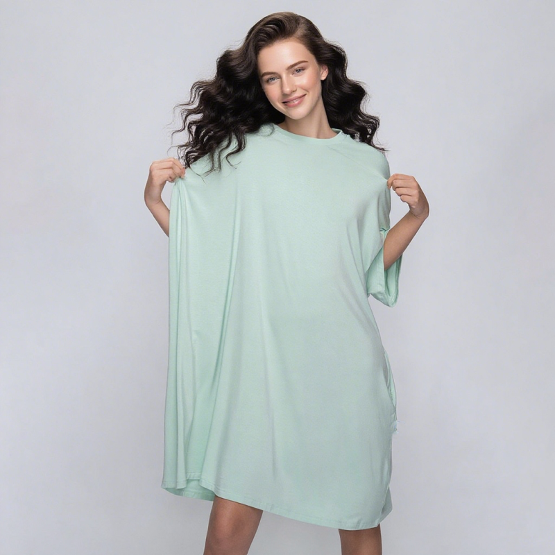 Women Nightgowns Supplier - Soft Bamboo Pajamas Short Sleeve Oversize One Size Fits All