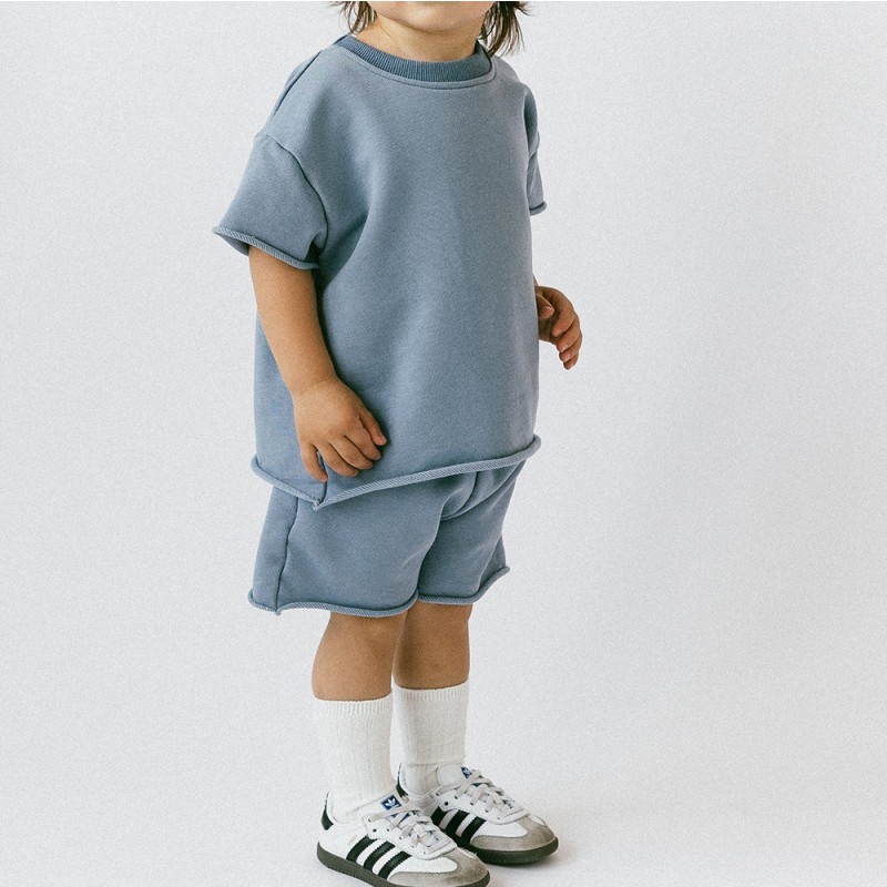 Children Clothing Set Factory - Custom Logo Casual Loose Tshirt Shorts 2 Piece Newborn